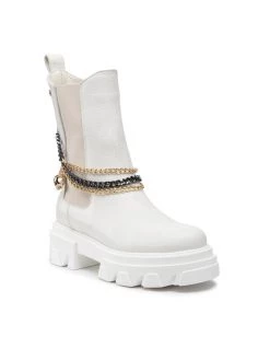 Η καλύτερη συμφωνία ✨ Carinii Γυναίκες Biker Μποτάκια Μποτάκια με λάστιχο B5962 Λευκό ????