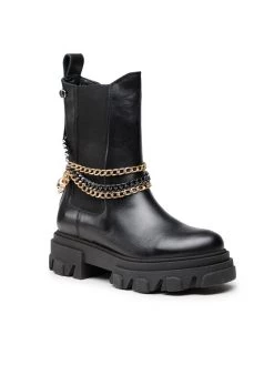 Εξοδος ❤️ Carinii Γυναίκες Biker Μποτάκια Μποτάκια με λάστιχο B5962 Μαύρο ⌛